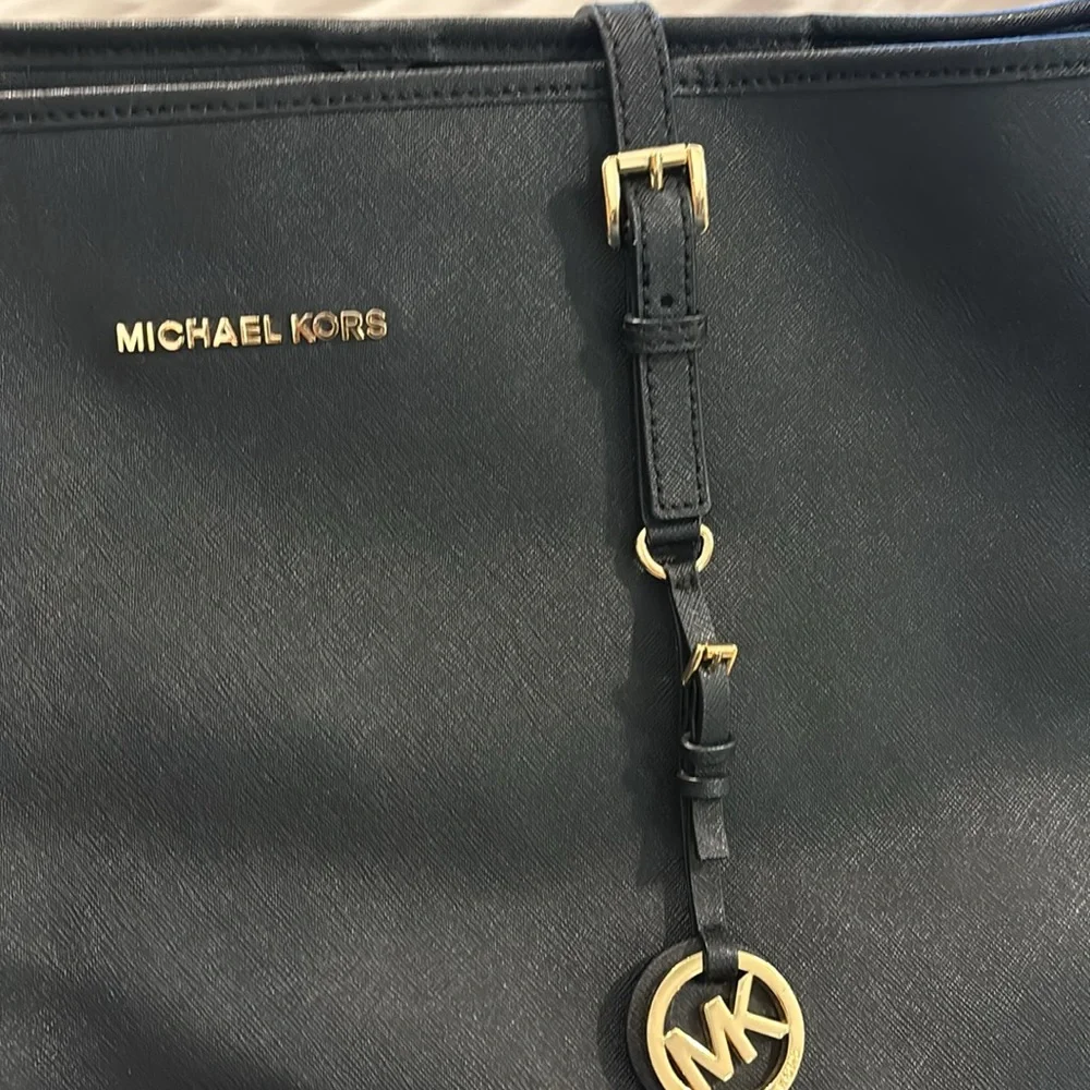 Michael Kors Jet‎ Set Black Saffiano Travel Tote Leather Bag